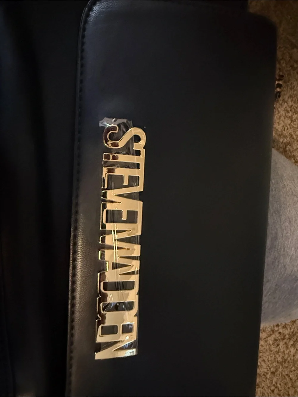 Steve Madden Black Messenger Bag with Gold Logo